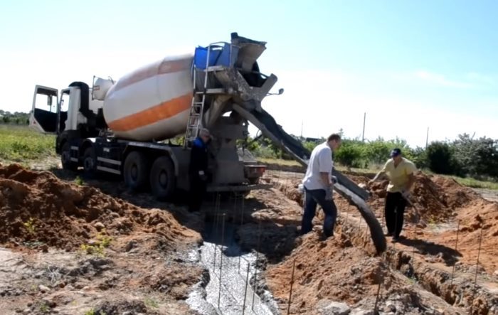 Заливка фундамента одноэтажного дома